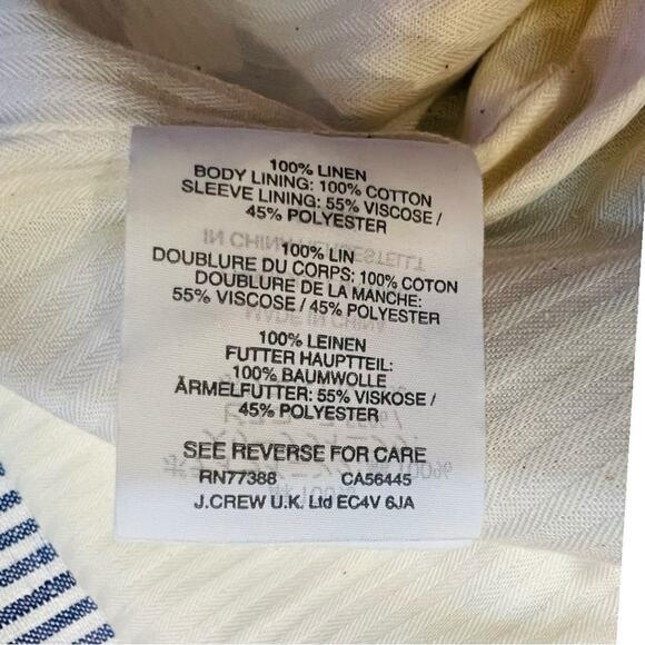 J. Crew Waxed Linen Blue and White Striped Crop Trench Jacket - Picture 14 of 16